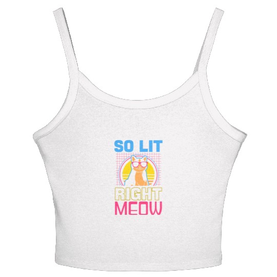 EDM Rave Techno 80s Lit Right Meow Women's Spaghetti Strap Tank Top