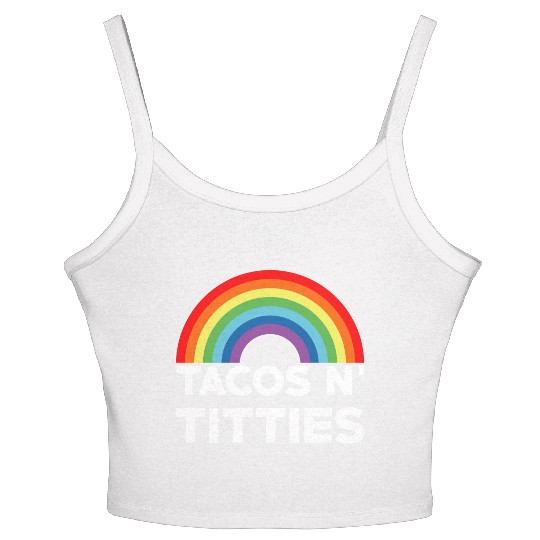 Tacos and Titties Funny LGBT Gay Pride Gifts LGBTQ Women's Spaghetti Strap Tank Top