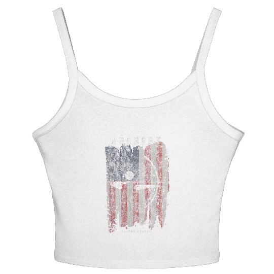 Archery Team USA Vintage American Flag Compound Women's Spaghetti Strap Tank Top
