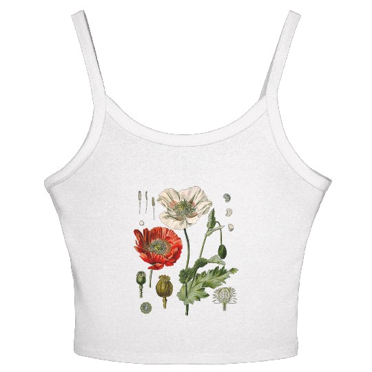 Red Poppy flower Botanical Poppies Red Poppy Women's Spaghetti Strap Tank Top