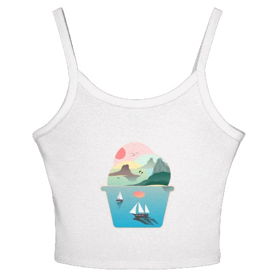 Ice Cream Summer Ocean Wanderlust Sailing Sunset Women's Spaghetti Strap Tank Top