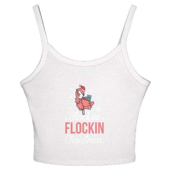 Christmas Pink Flamingo Flockin Xmas Holiday Gift Women's Spaghetti Strap Tank Top