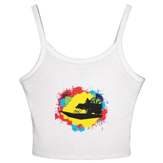 Airboat Fanboat Airboating Planeboat Swamp boat Women's Spaghetti Strap Tank Top