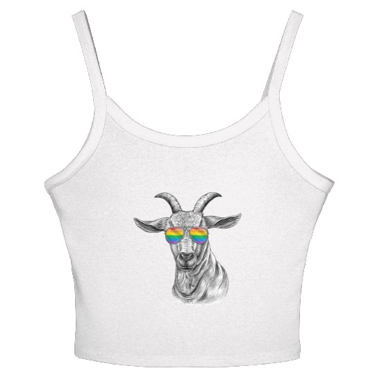 Funny Goat LGBT Rainbow Flag Gay Pride Women's Spaghetti Strap Tank Top