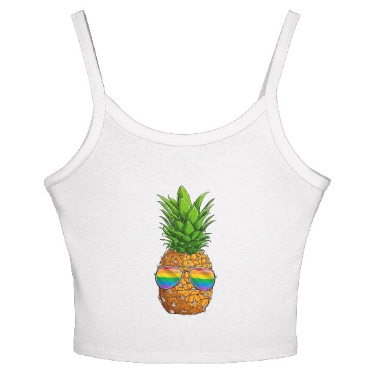 Funny Pineapple LGBT Rainbow Gay Pride Women's Spaghetti Strap Tank Top