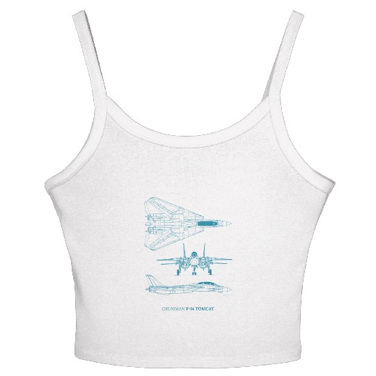 F-14 Tomcat Jet Fighter Blueprint Women's Spaghetti Strap Tank Top