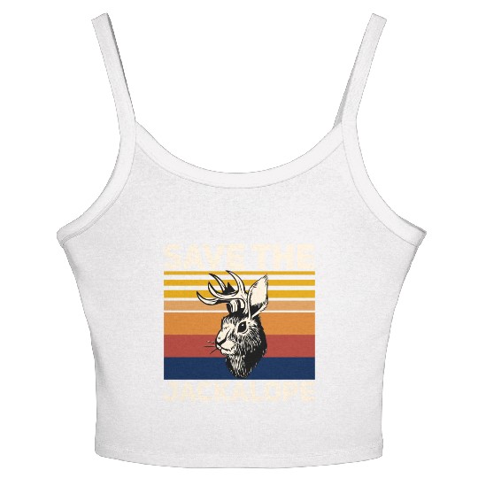 Save The Jackalope , Vintage Retro Camping Lover Women's Spaghetti Strap Tank Top