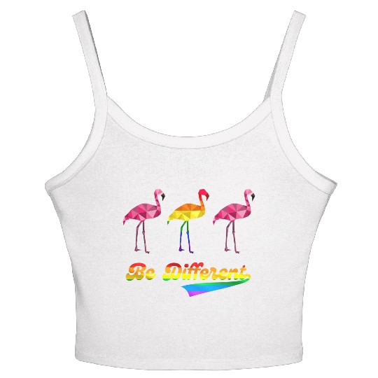 Flamingo LGBTQ Rainbow Flag Gay Pride Month Women's Spaghetti Strap Tank Top