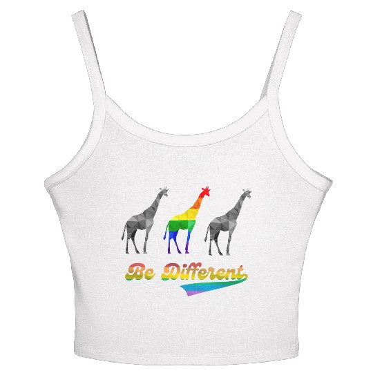 Colorful Giraffe LGBTQ Gay Pride Rainbow Flag Women's Spaghetti Strap Tank Top