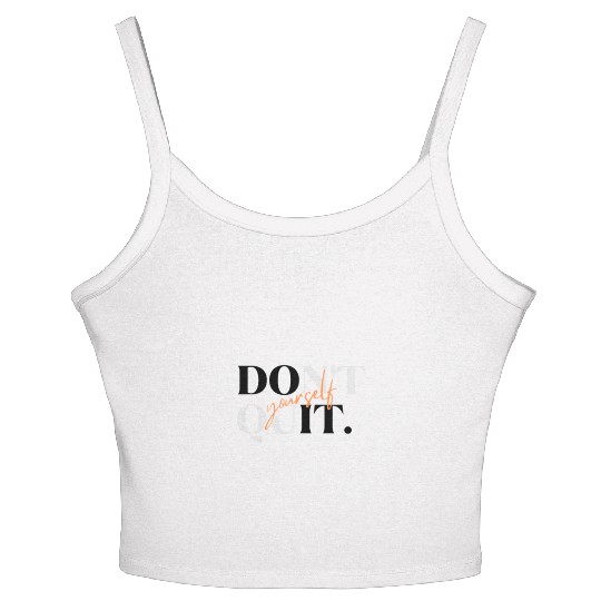 Black Orange Simple Typography Women's Spaghetti Strap Tank Top