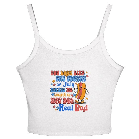 Makes Me Want A Hot Dog Real Bad 4th of July Women's Spaghetti Strap Tank Top