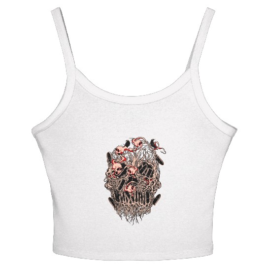 Bullets and Skull Roses Aesthetic Dripping Pattern Women's Spaghetti Strap Tank Top