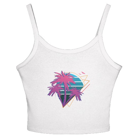 Neon Palm Trees Women's Spaghetti Strap Tank Top