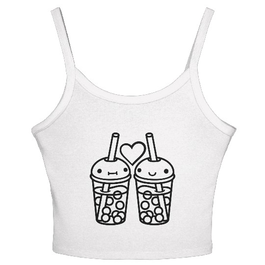 2 team bubble tea Women's Spaghetti Strap Tank Top
