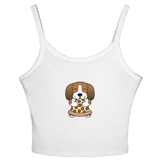 Basset Hound Pizza Lover Women's Spaghetti Strap Tank Top