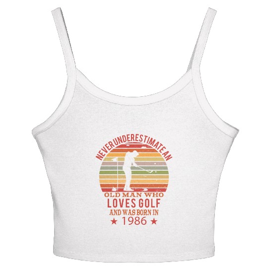 Golfing Golfplayers Vintage 1986 Birthday Women's Spaghetti Strap Tank Top
