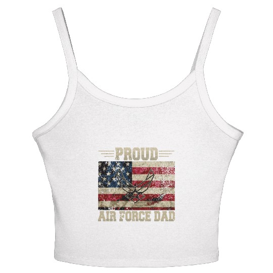 Proud Air Force Dad Veteran Us Flag Women's Spaghetti Strap Tank Top
