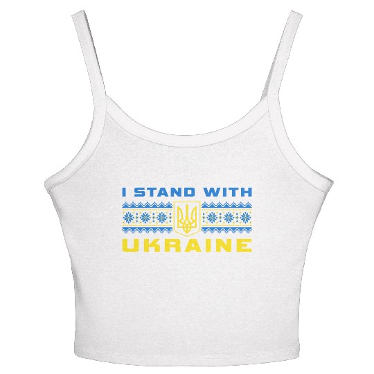 I STAND WITH UKRAINE BLUE-YELLOW Women's Spaghetti Strap Tank Top