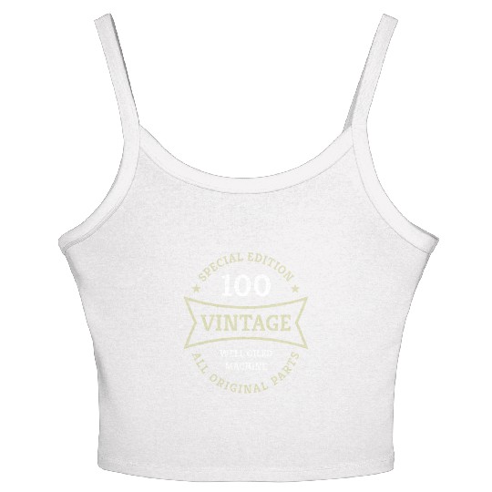 100 Year Old Born 1923 Vintage 100th Birthday Gift Women's Spaghetti Strap Tank Top