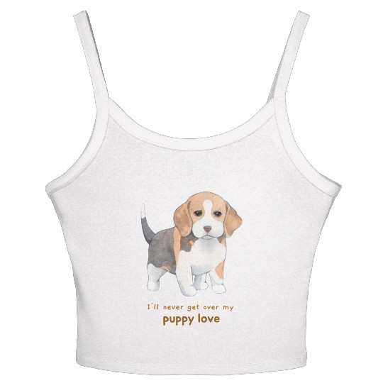 I'll Never Get over my Puppy Love. Adorable Beagle Women's Spaghetti Strap Tank Top