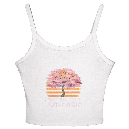 Cherry Blossom Asia Pastel Sea Of Flowers Women's Spaghetti Strap Tank Top