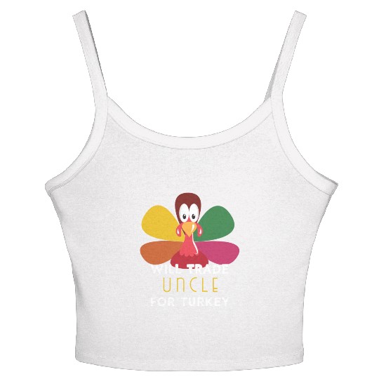 Thanksgiving for Kids Will Trade Uncle for Turkey Women's Spaghetti Strap Tank Top