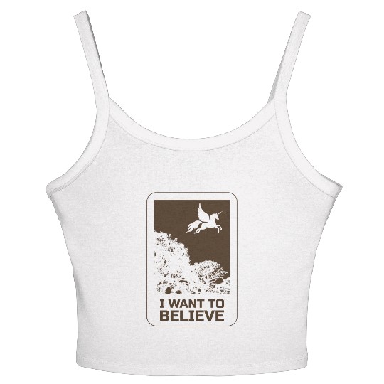Unicorn "I Want To Believe" UAP Outfit Alien Ufo Women's Spaghetti Strap Tank Top
