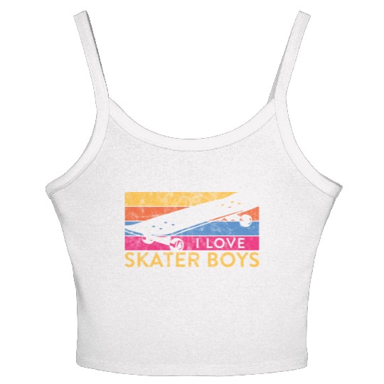 I Love Skater Boys Funny Skateboard Skateboarder Women's Spaghetti Strap Tank Top