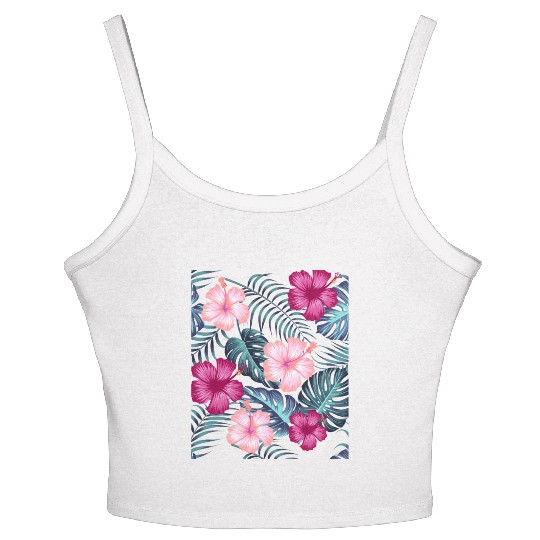 Tropical Leaves Women's Spaghetti Strap Tank Top