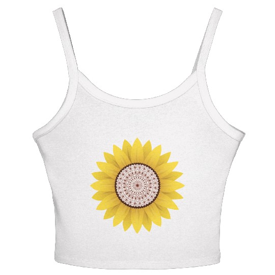 Golden Sunflower Mandala Women's Spaghetti Strap Tank Top