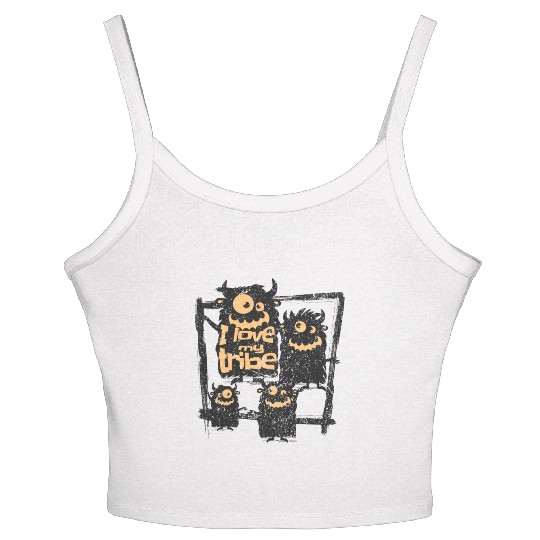 I Love My Tribe Funny Monster Family Reunion Women's Spaghetti Strap Tank Top