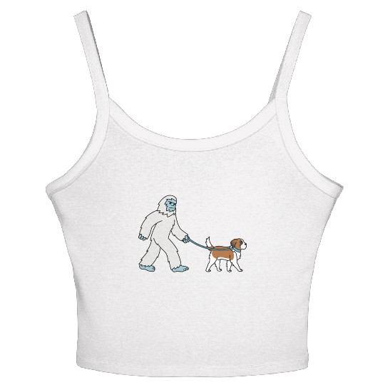Bigfoot Sasquatch Walking Saint Bernard Women's Spaghetti Strap Tank Top