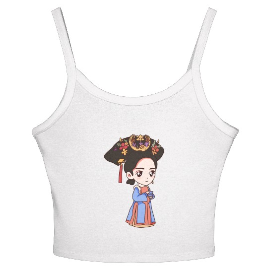 HAND PAINTED GIRL IMAGE Women's Spaghetti Strap Tank Top