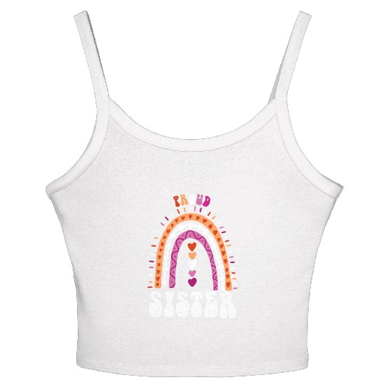 Proud Sister Lesbian Pride Boho Rainbow Women's Spaghetti Strap Tank Top