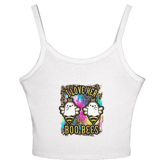 Halloween I love her Boo Bees Tie Dye Women's Spaghetti Strap Tank Top