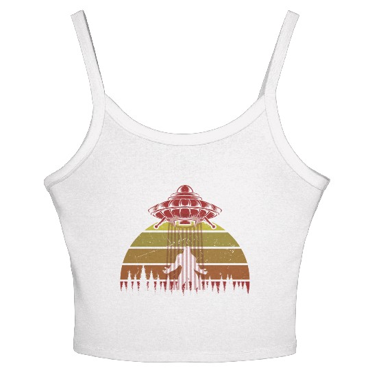 Bigfoot UFO Alien Forest Fantasy Women's Spaghetti Strap Tank Top