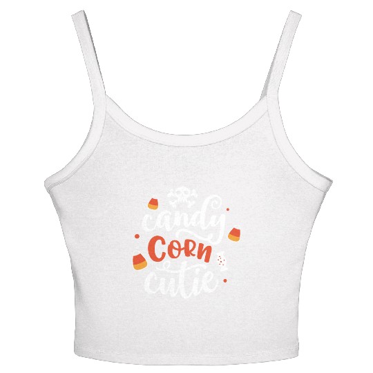 Candy Corn Cutie Halloween Holiday Scary Women's Spaghetti Strap Tank Top