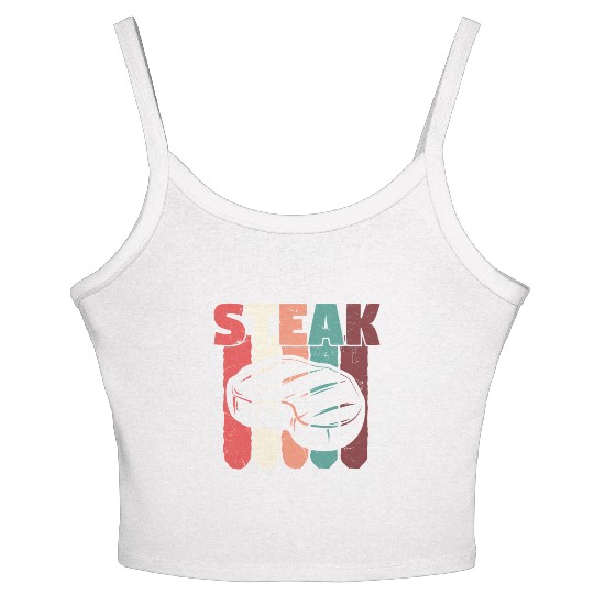Steak Vintage Distressed Colors Women's Spaghetti Strap Tank Top