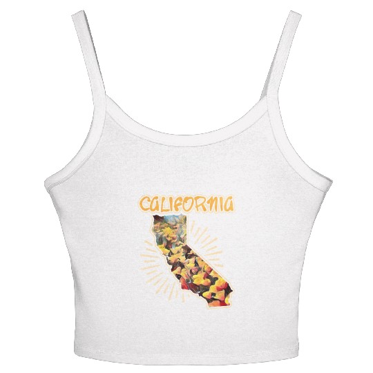 Retro California Flower Women's Spaghetti Strap Tank Top