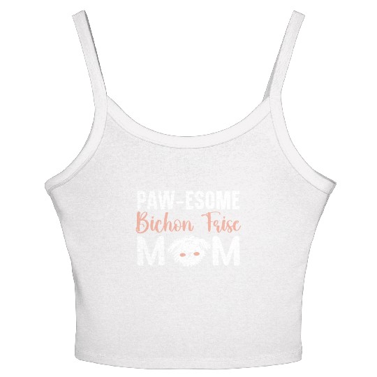 Pawesome Bichon Frise Mom Curly Hair Pup Puppy Women's Spaghetti Strap Tank Top