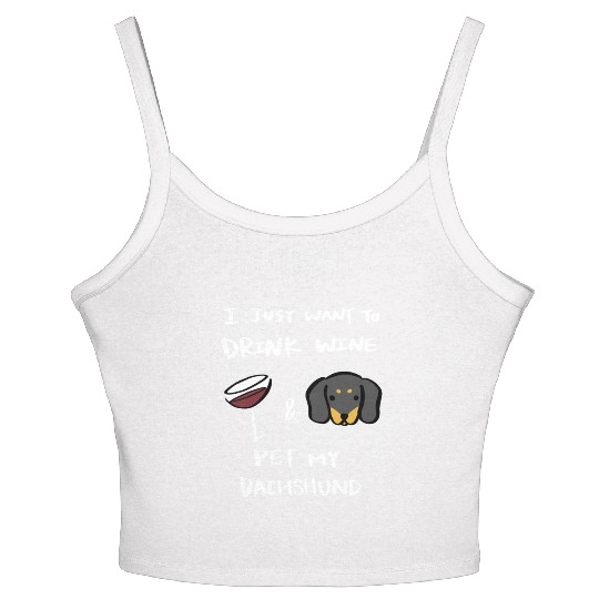 Drink Wine And Pet My Dachshund Women's Spaghetti Strap Tank Top
