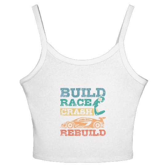 Build race crash rebuild RC car Women's Spaghetti Strap Tank Top
