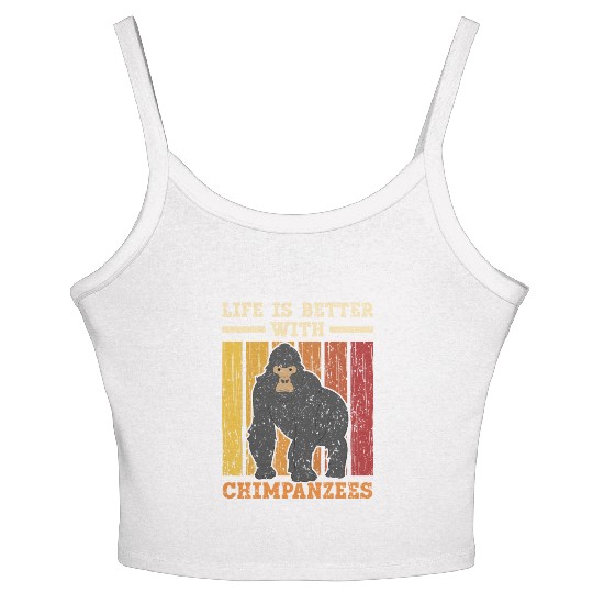 Life Is Better With Chimpanzees Monkey Zookeeper Women's Spaghetti Strap Tank Top