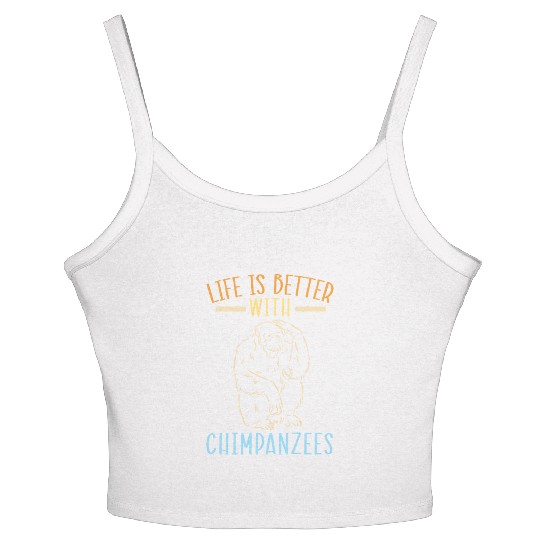 Life Is Better With Chimpanzees Monkey Zookeeper Women's Spaghetti Strap Tank Top