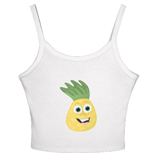 Pineapple Cartoon kawaii Anime funny face Women's Spaghetti Strap Tank Top