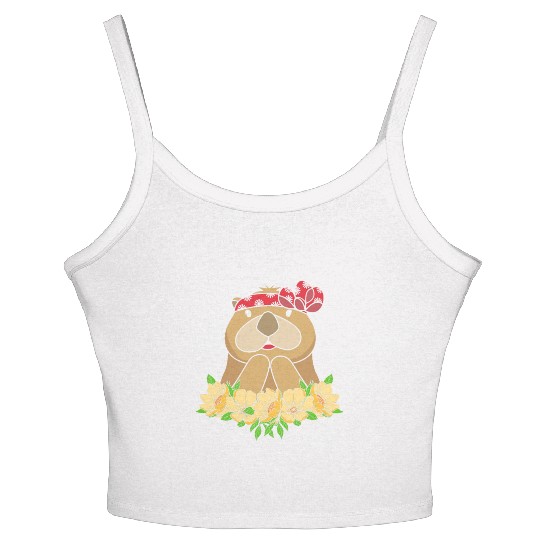 Cute Otter With Flower Sea Otter For Women Women's Spaghetti Strap Tank Top