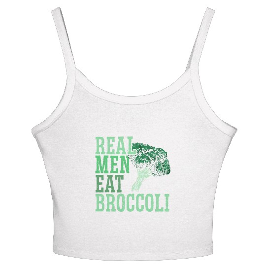 Real Men Eat Broccoli Broccoholic Vegetable Vegan Women's Spaghetti Strap Tank Top