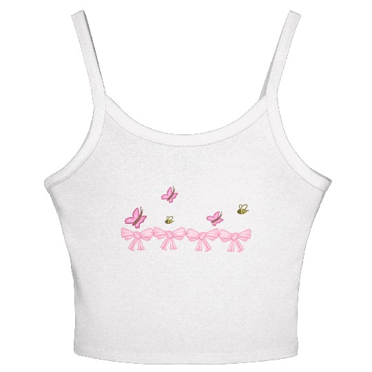 grinding pink butterfly nature Women's Spaghetti Strap Tank Top
