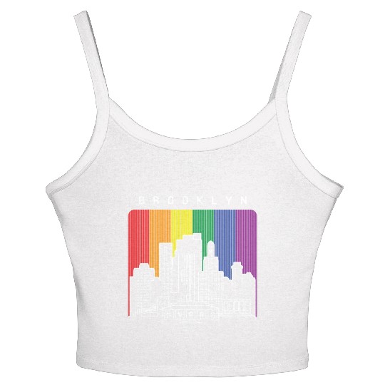 Brooklyn New York Skyline Rainbow Flag Women's Spaghetti Strap Tank Top