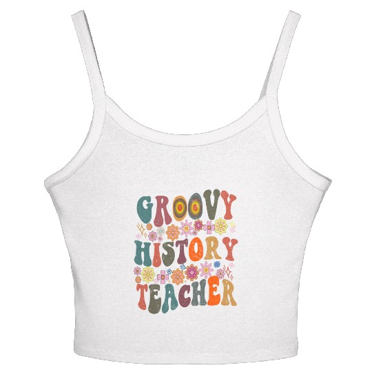 Groovy history Teacher retro Back To School Women's Spaghetti Strap Tank Top